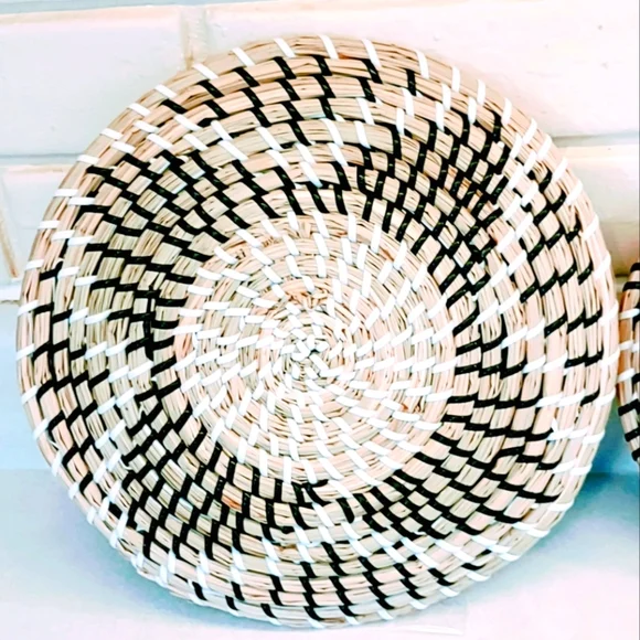 BOHEMIAN BASKET DECOR SET OF 2 DECORATIVE WOVEN HANDMADE BASKETS - Picture 2 of 6